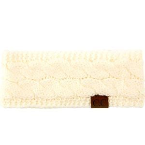 C.C Beanie White Solid Cable Knit Headband Wrap New